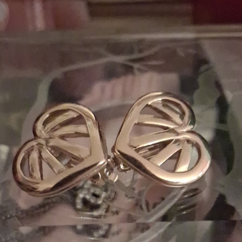 Authentic Givenchy Gold Heart Clip On Earrings